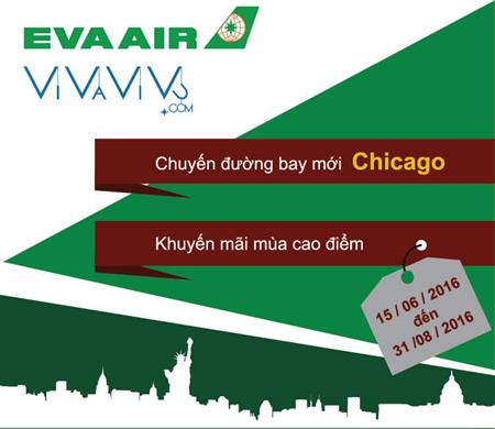 Eva Airways khuyến mại cao điểm và mở đường bay mới đi Chicago